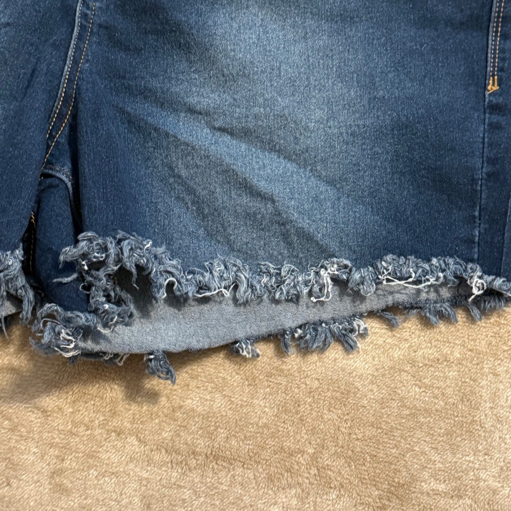 AG Denim Womens 18W Dark Wash Frayed Raw Hem Stretch Jean Shorts - Picture 9 of 11